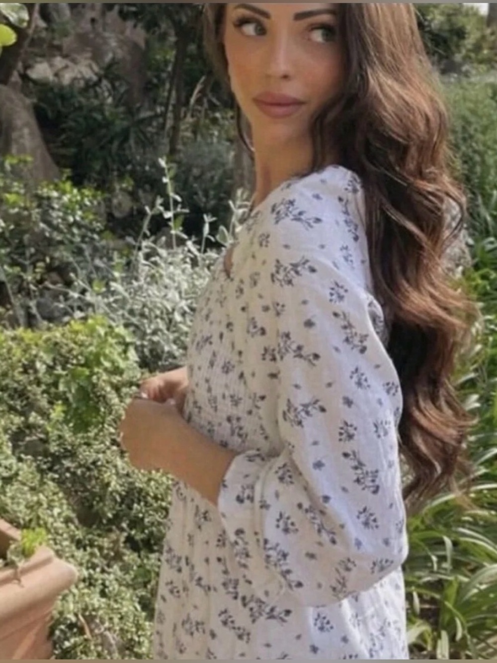 House of Harlow 1960 Floral Toile Linen Blend Smocked Midi Dress XS $348 - Picture 3 of 9